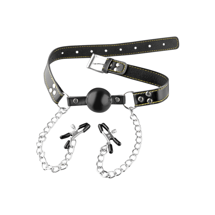 ball-gag-&-clamps-Zilver-Zwart-1