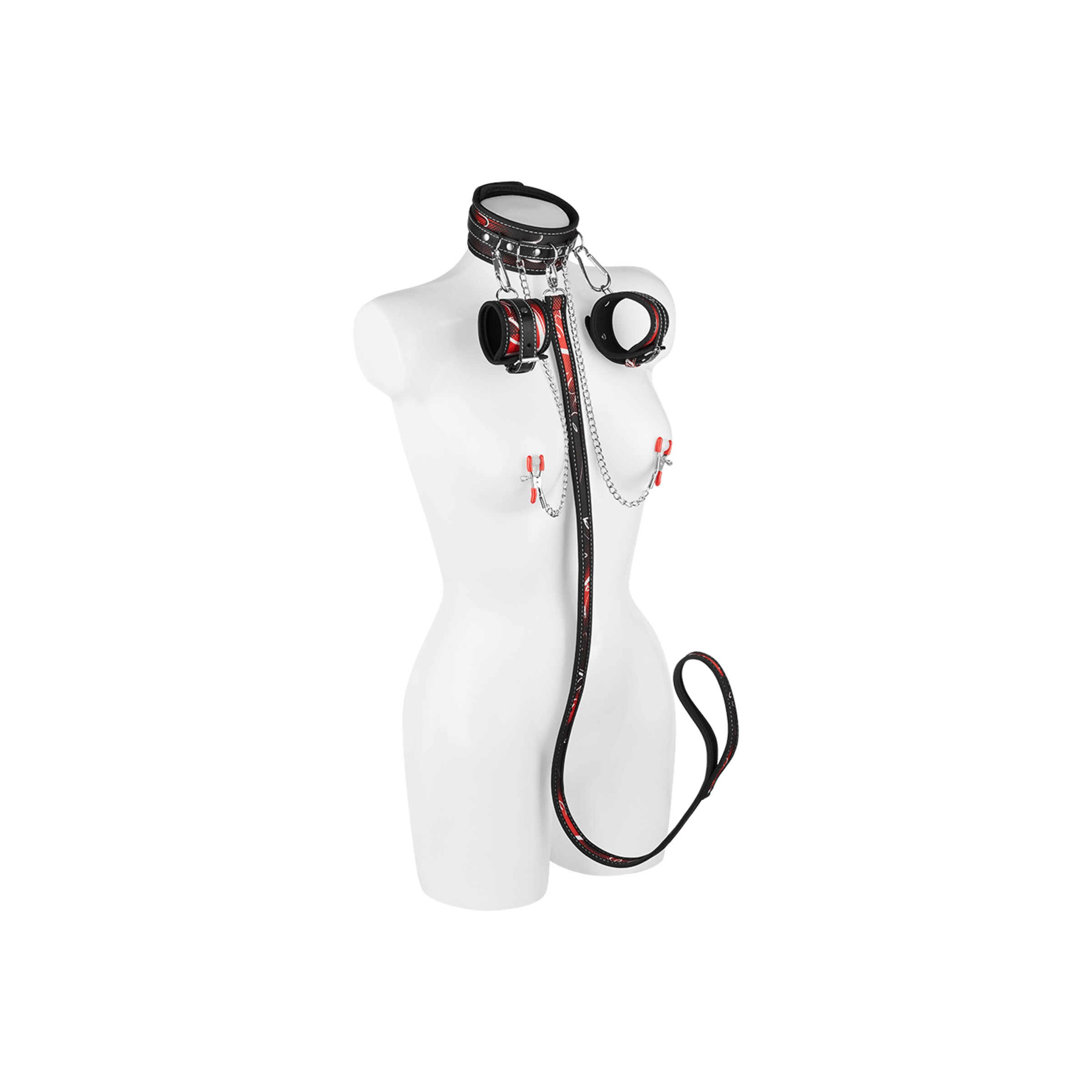 sündiges-fessel-set-4-teile-Rot-Schwarz-Weiß-2