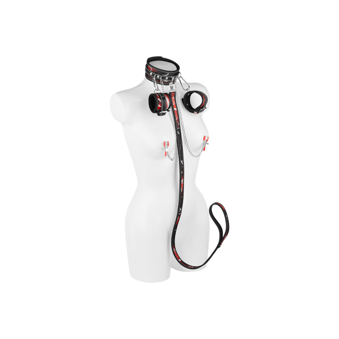 sündiges-fessel-set-4-teile-Rot-Schwarz-Weiß-2