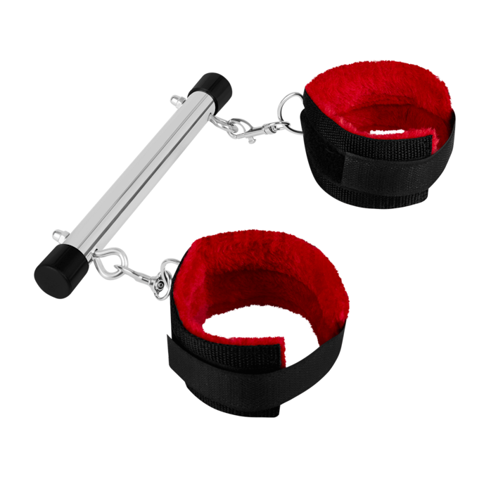 spreidstang-met-zachte-handboeien-Rood-Zwart-4