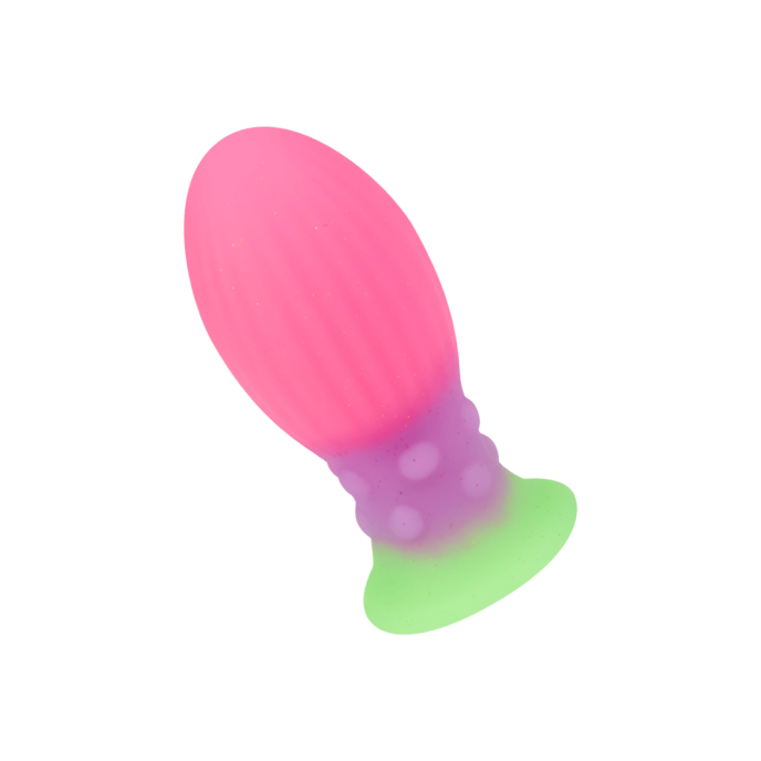 strukturierter-analplug-aus-silikon-8-5-cm-Hellgrün-Lila-Pink-1