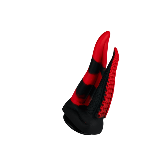 verspielter-tentakel-doppeldildo-mit-saugfuß-24-5-cm-Rot-Schwarz-1