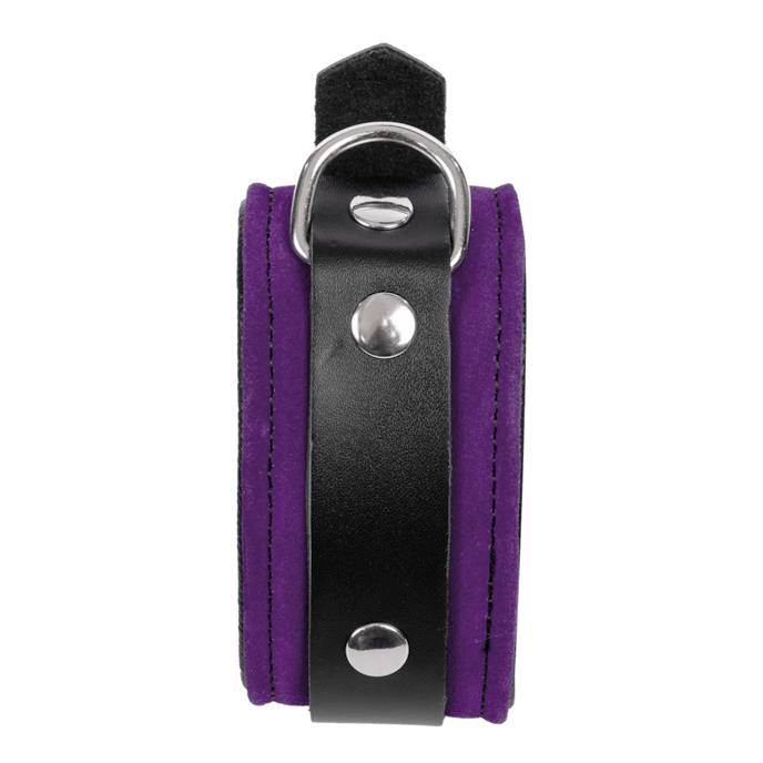 leder-handschellen-mit-kette-Lila-Schwarz-Silber-4