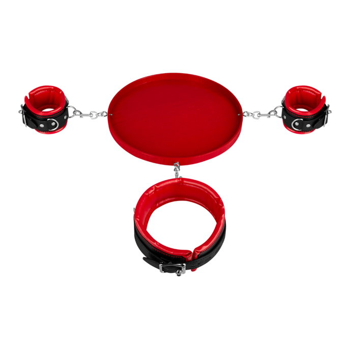 étriers-pour-cou-et-mains-avec-plateau-4-pièces-Noir-Rouge-1