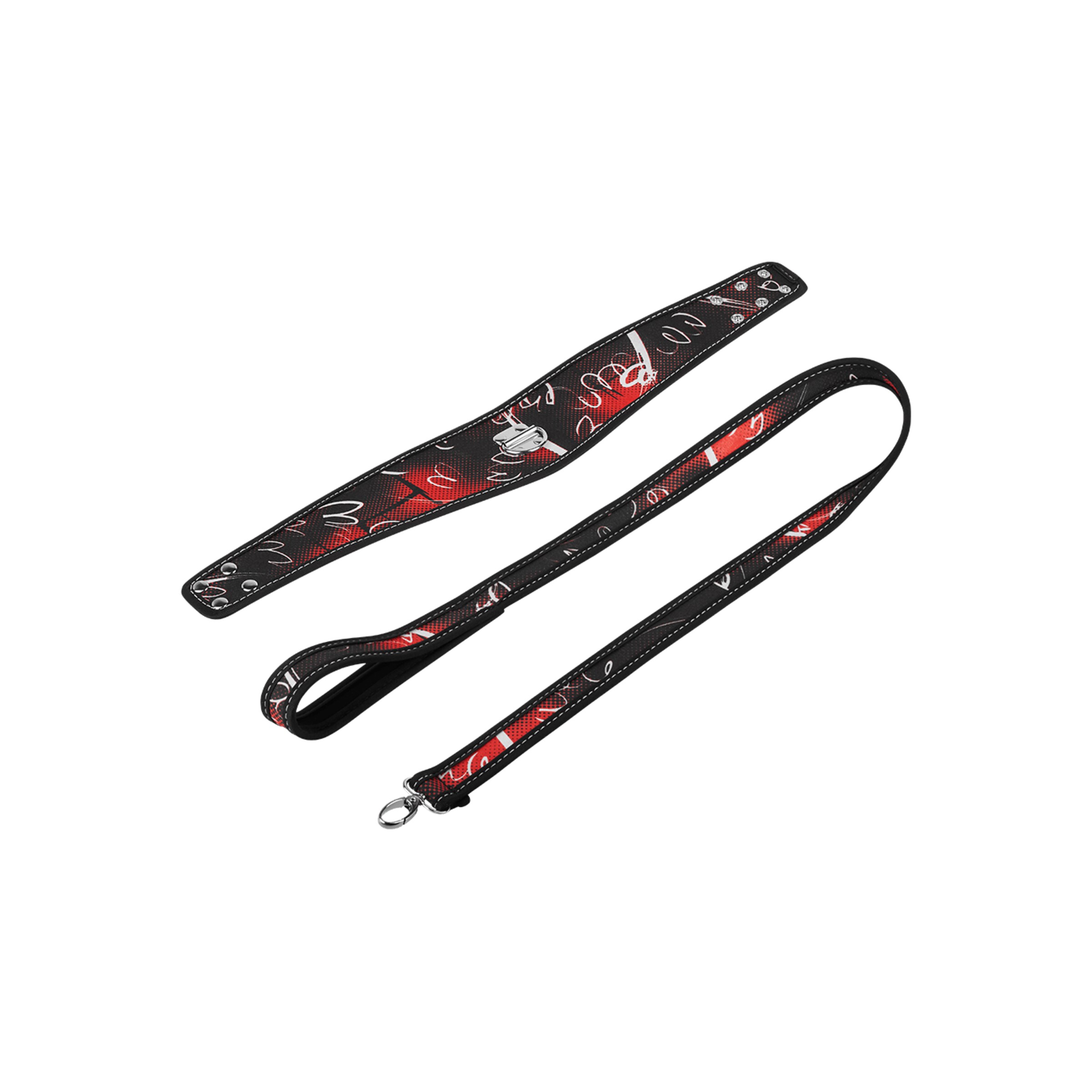 brede-halsband-met-riem-2-delen-Rood-Wit-Zwart-5