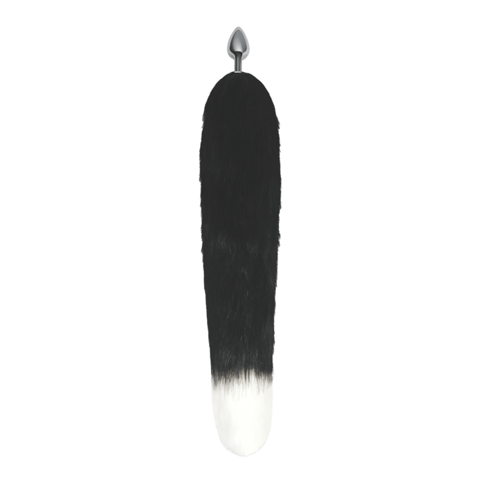 furry-tailes---foxtail-with-metal-butt-plug-35-6-cm-Schwarz-Silber-Weiß-2