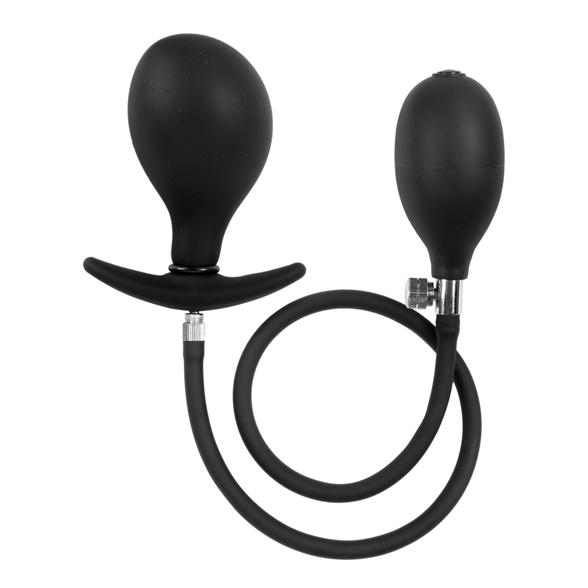 latex-play---inflatable-curved-anal-plug-with-pump-8-cm-Zwart-2