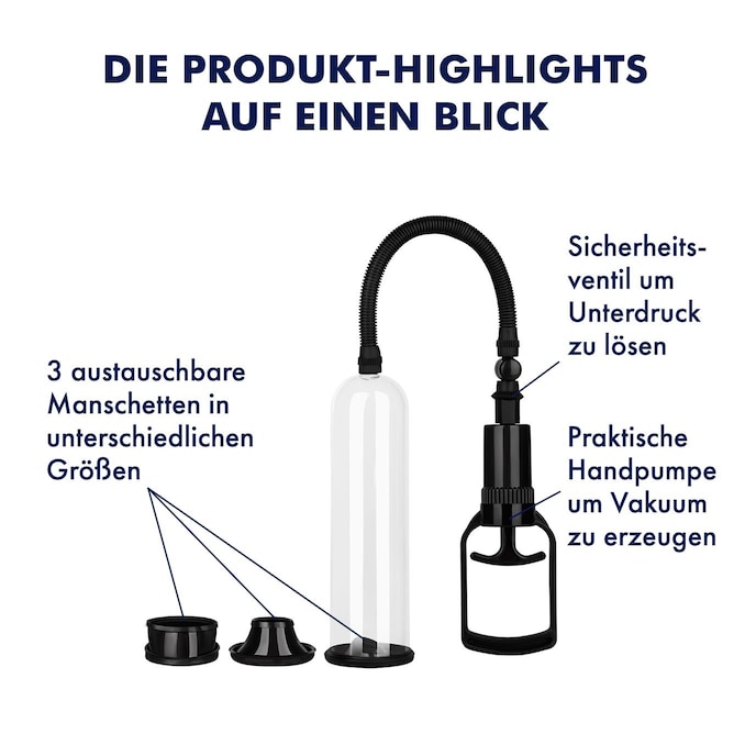 Penispumpe mit 3 Manschetten, 18 cm schwarz online kaufen Penispumpe mit 3 Manschetten, 18 cm schwarz online kaufen