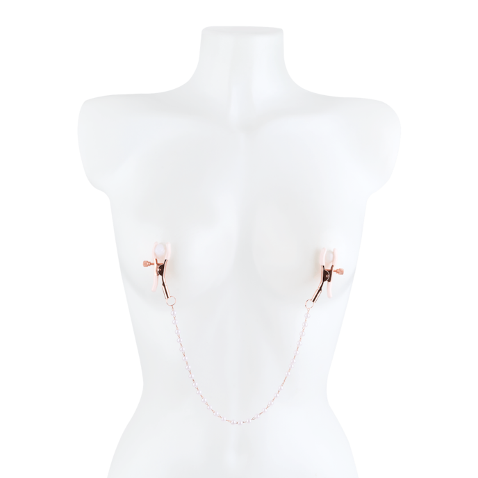nippelklemmen-met-parelketting-Rosegoud-Wit-1