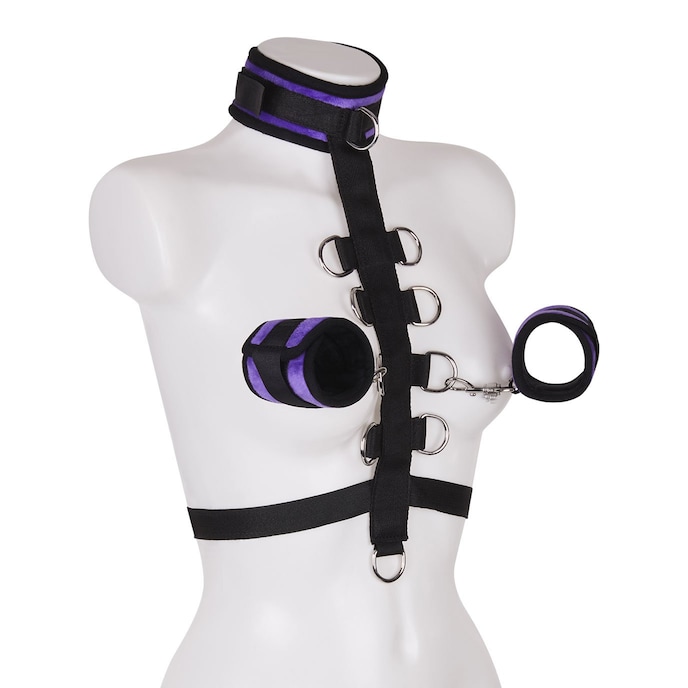 collar-with-cuffs-2-pièces-Noir-Violet-1