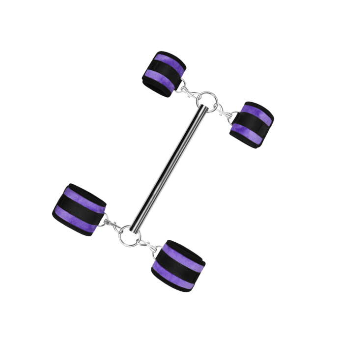 spreader-bar-with-4-detachable-cuffs-3-stukken-Lila-Schwarz-1