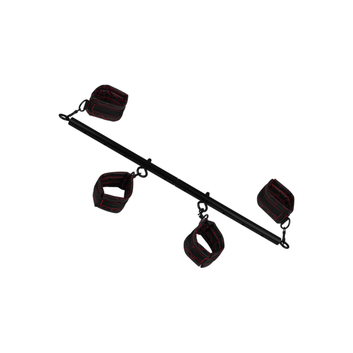 spreidstang-met-4-manchetten-van-kunstleer-Rood-Zwart-1