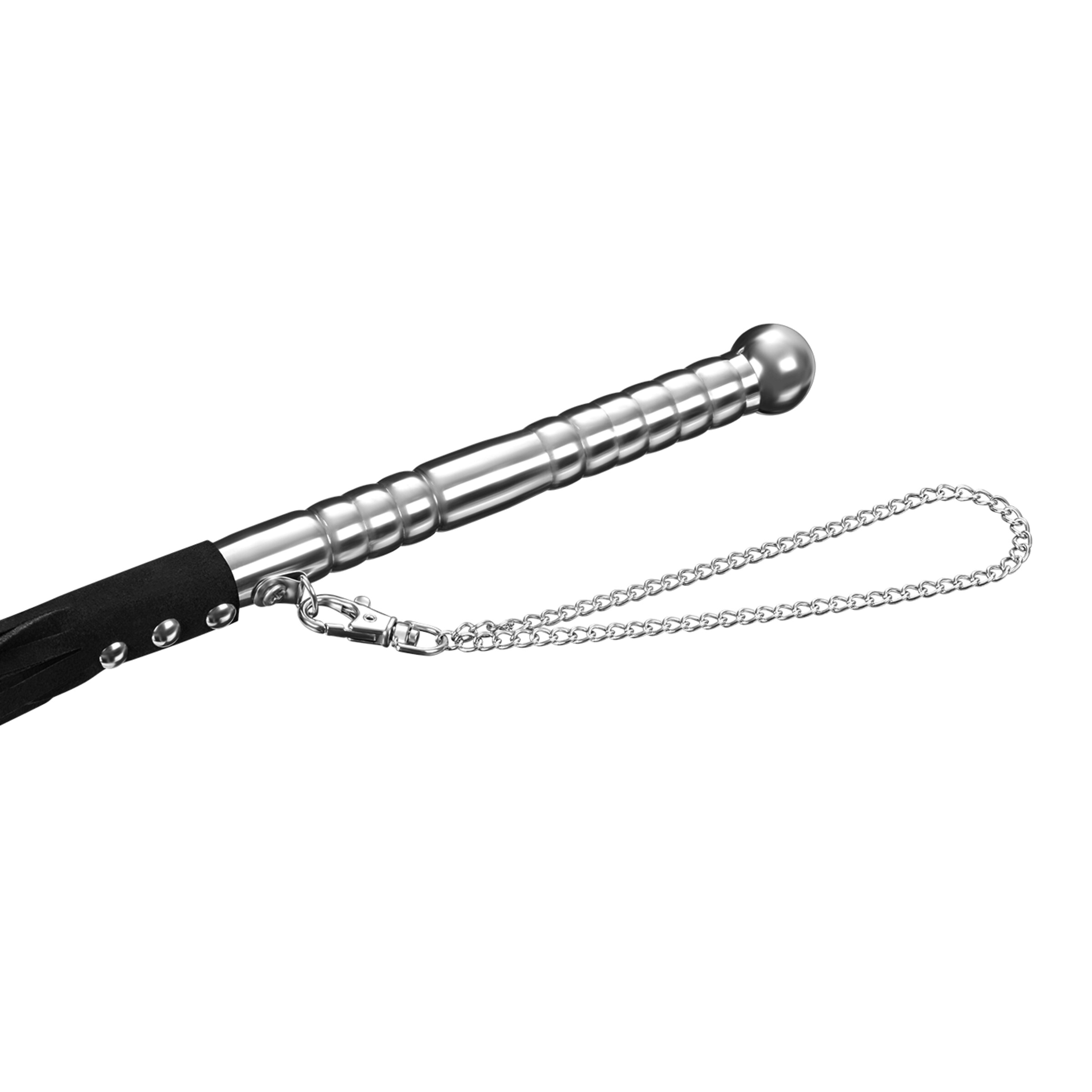 fouet-hy]-en-daim-avec-poignée-en-métal-hy]-Argent-Noir-3