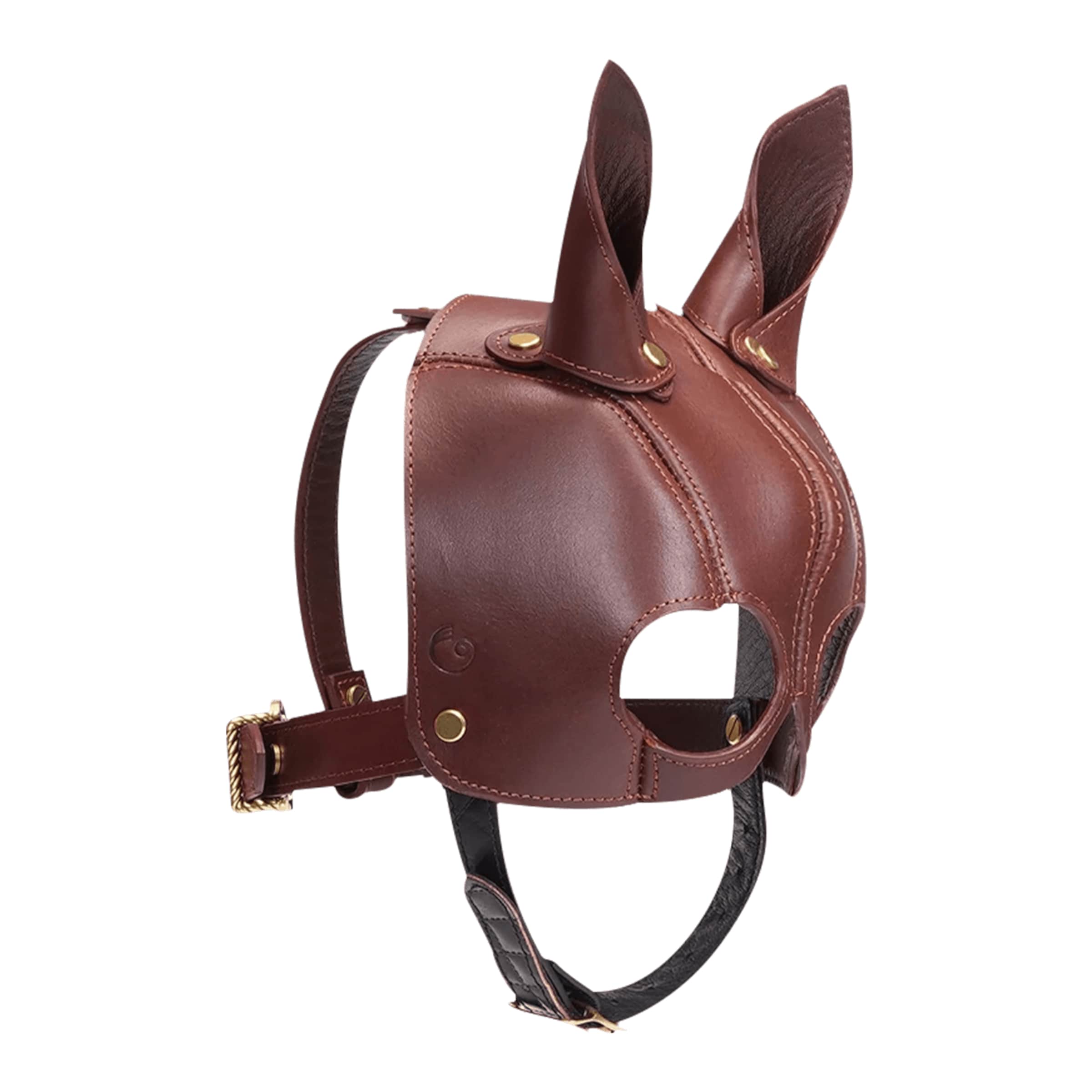 masque-en-cuir-avec-oreilles-Brun-Noir-Or-2