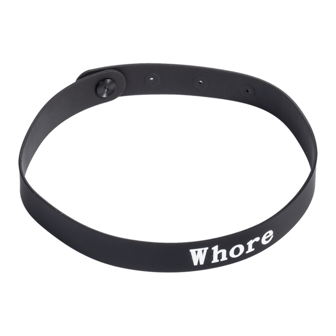 halsband-mit-aufschrift-whore-Schwarz-Weiß-1