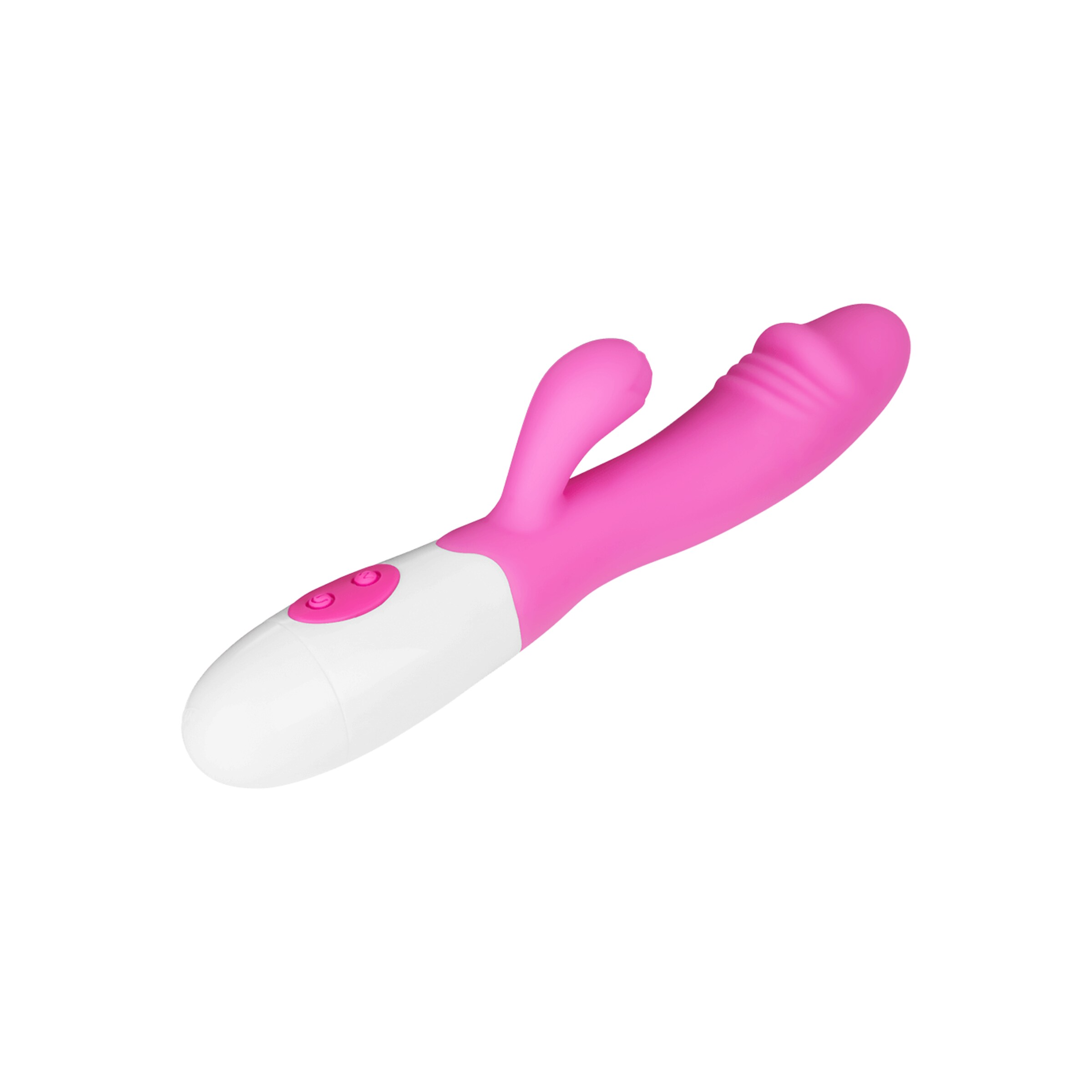 krachtige-siliconen-rabbit-met-gestileerd-eikel-19-cm-Lila-Wit-4