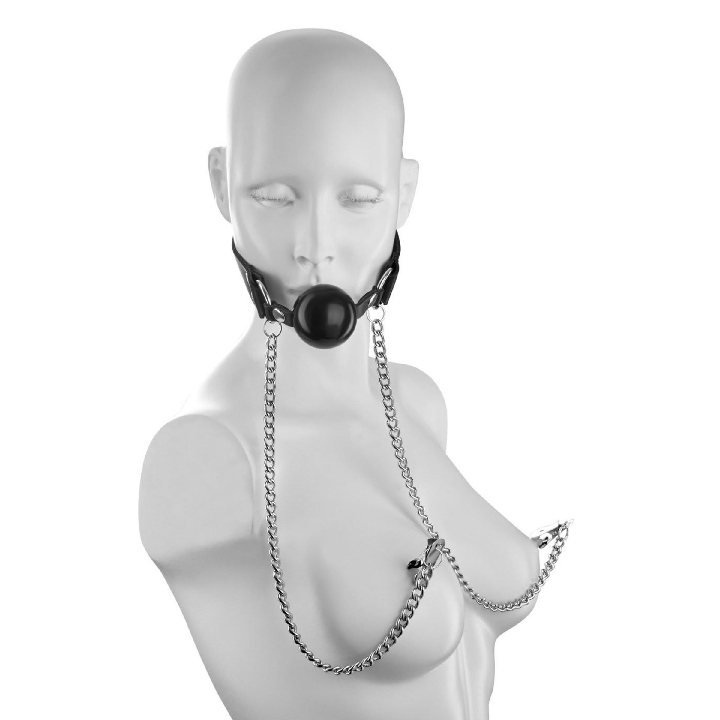 bâillon-boule-avec-pinces-à-tétons-Argent-Noir-4