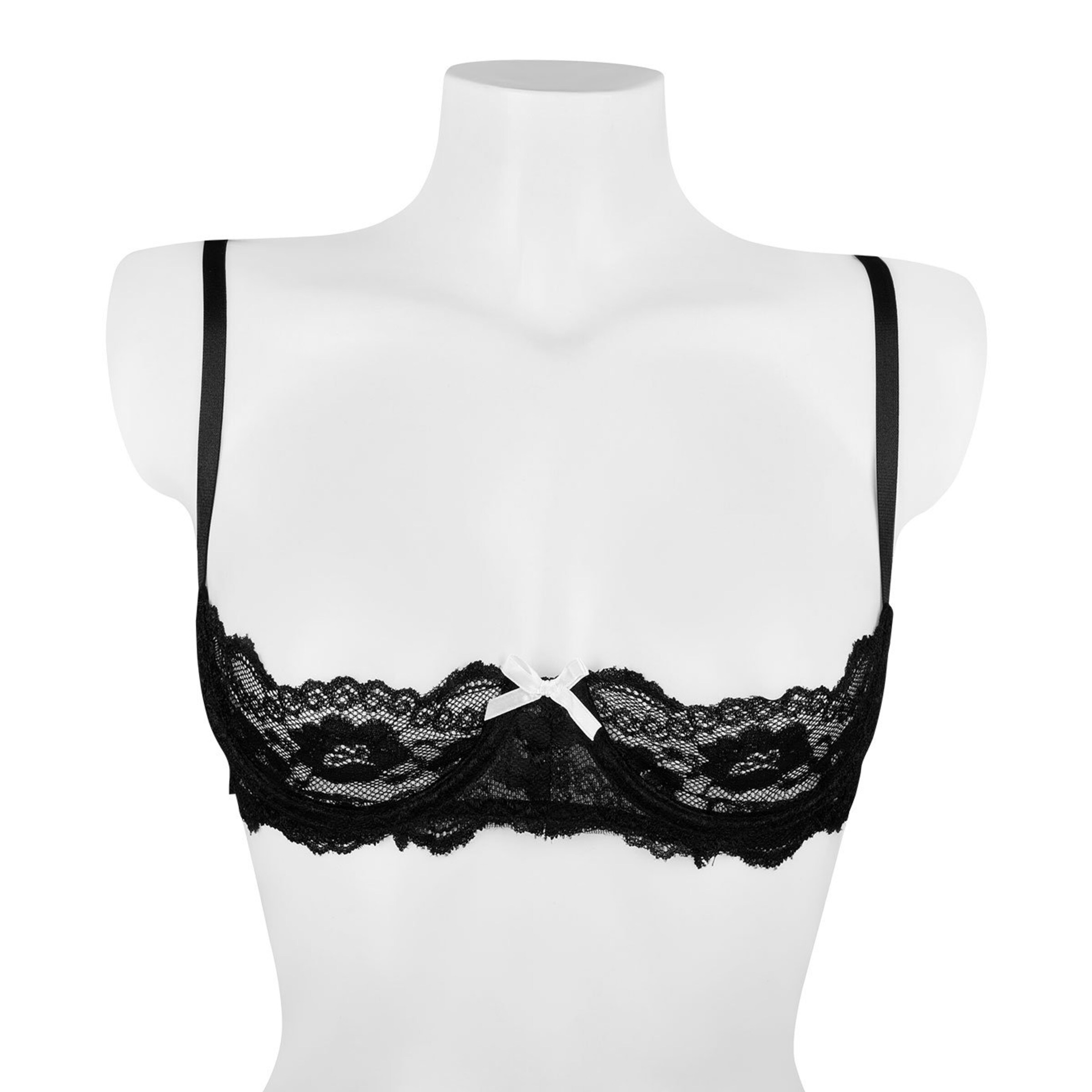 soutien-gorge-hy]-relevé-avec-dentelle-hy]fleurie-1/2-coupe-Noir-4