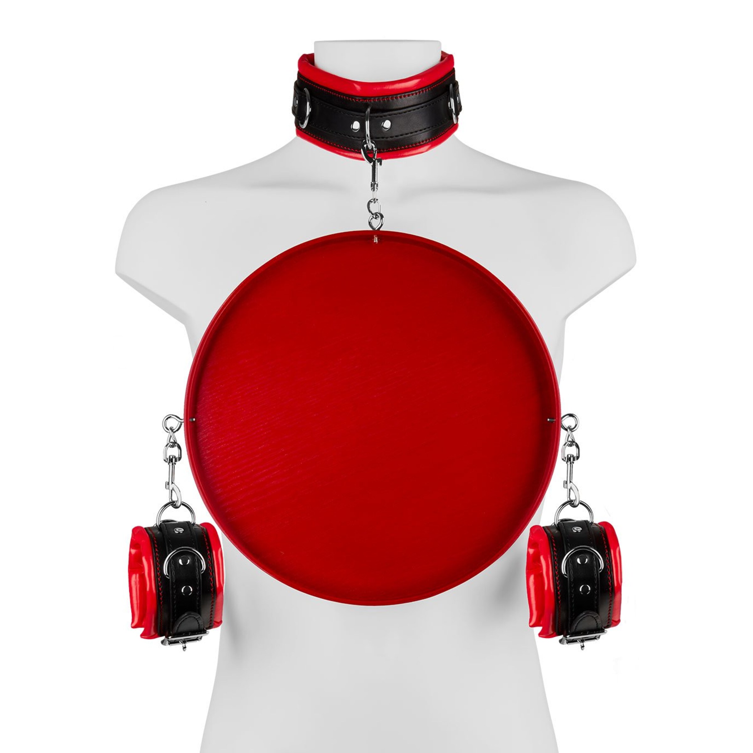 étriers-pour-cou-et-mains-avec-plateau-4-pièces-Noir-Rouge-2