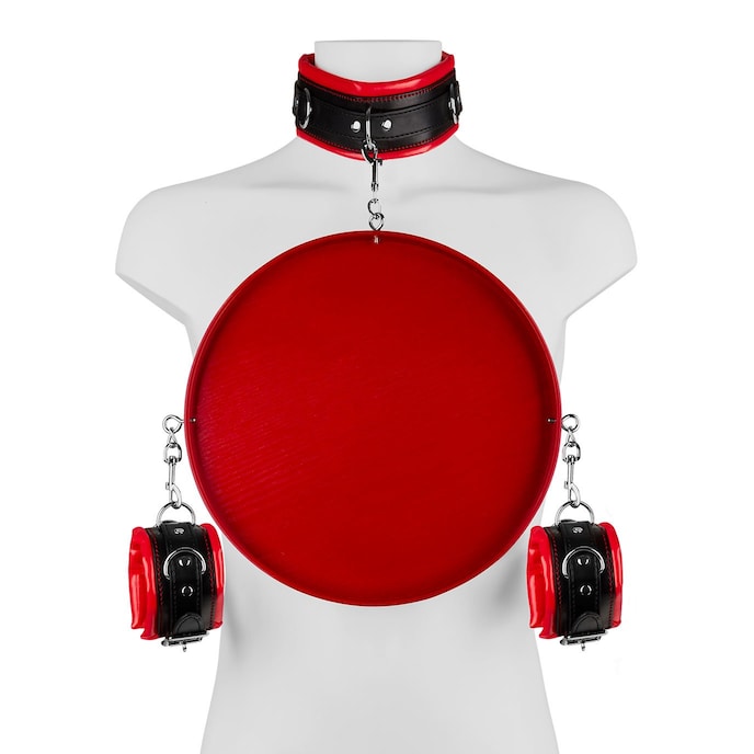 étriers-pour-cou-et-mains-avec-plateau-4-pièces-Noir-Rouge-2