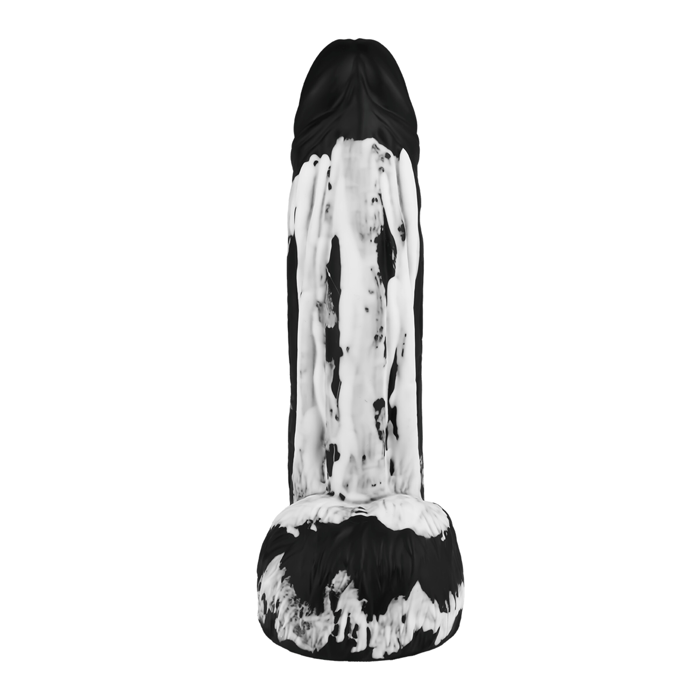 gemarmerde-natuurlijke-dildo-met-zuignapvoeten-22-cm-Wit-Zwart-4