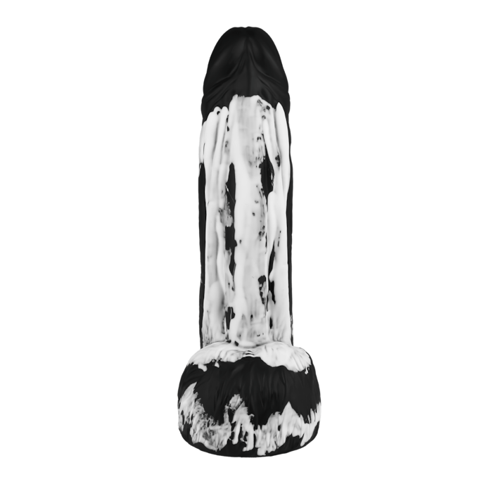 gemarmerde-natuurlijke-dildo-met-zuignapvoeten-22-cm-Wit-Zwart-4