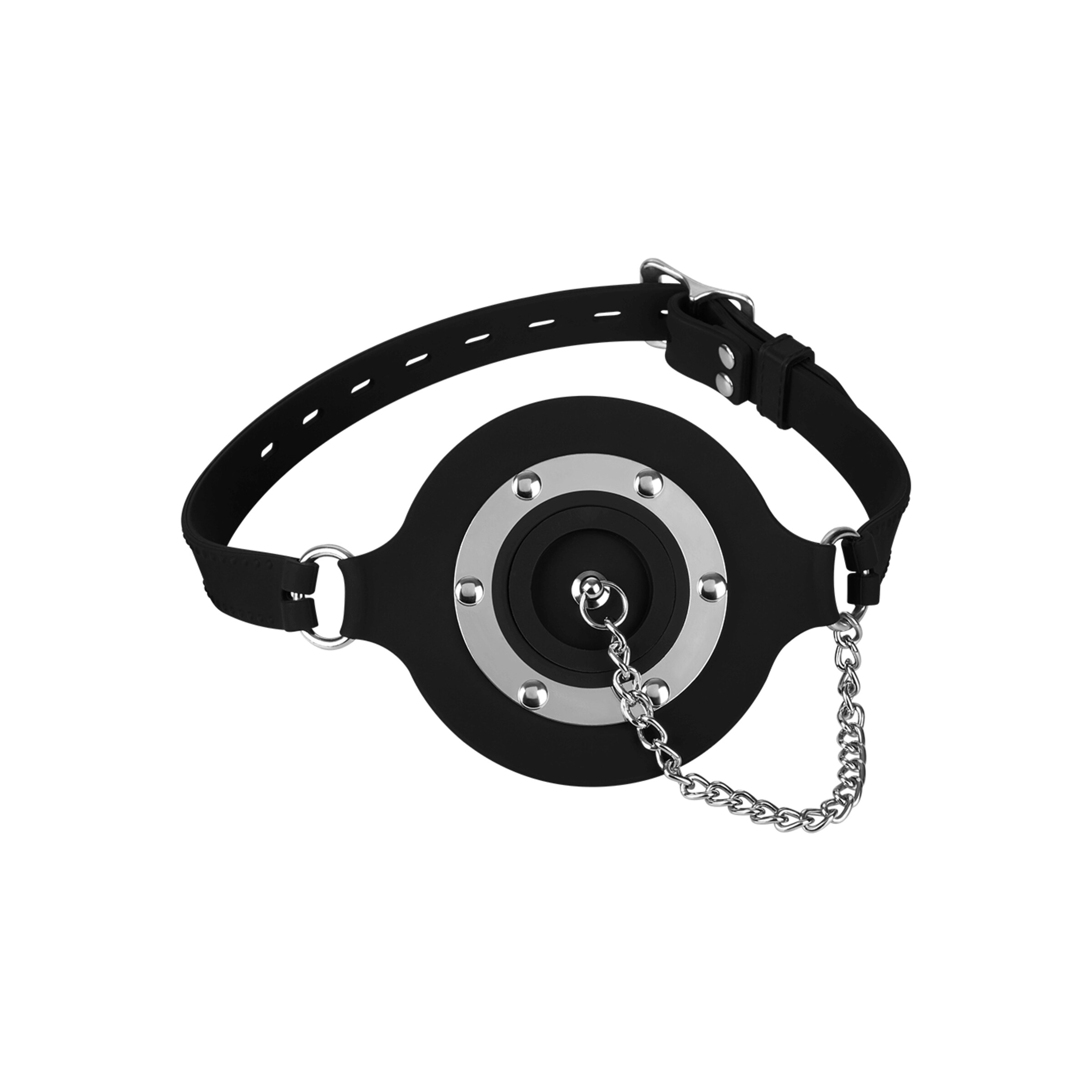 anneau-de-bâillon-avec-bouchon-Argent-Noir-2