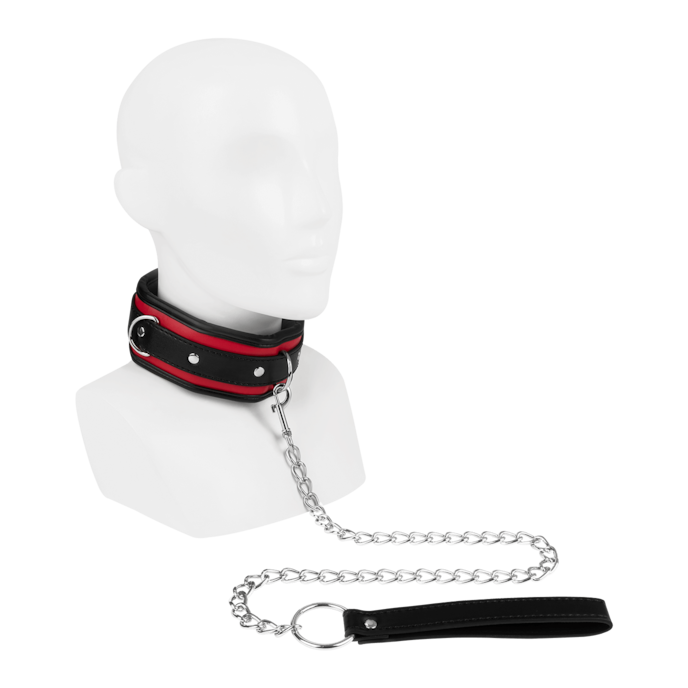 abschließbares-bdsm-halsband-mit-leine-Rot-Schwarz-1