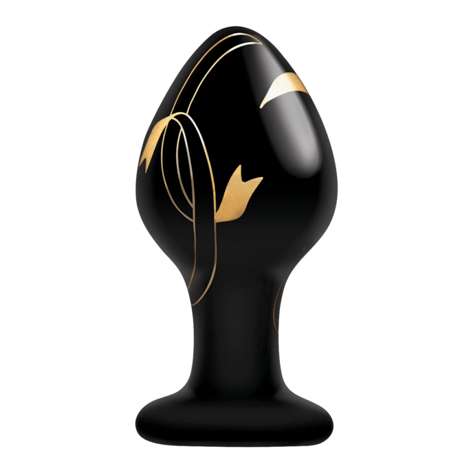 handblown-glass-plug---3.5-inch-8-9-cm-Goud-Zwart-2