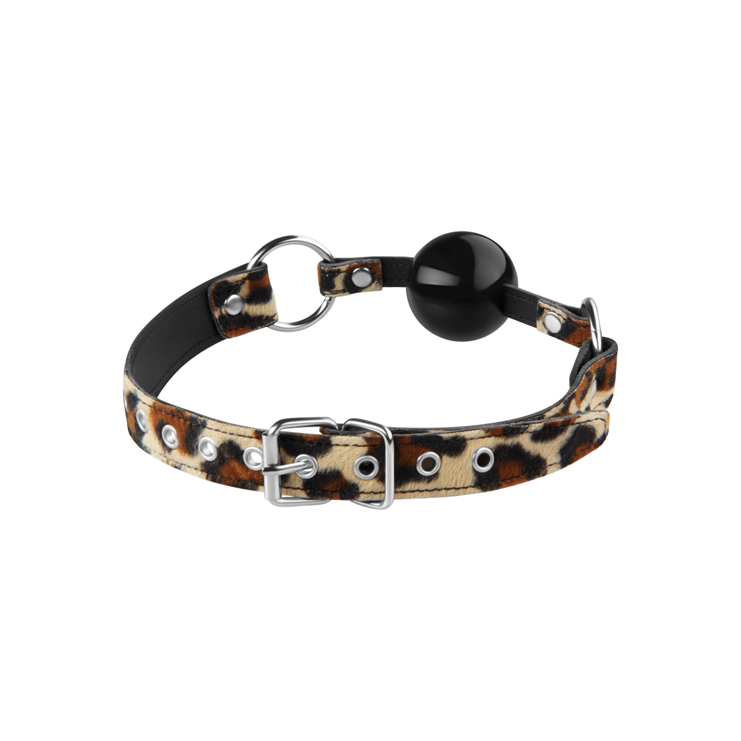 bâillon-avec-bande-en-cuir-Léopard-Noir-3