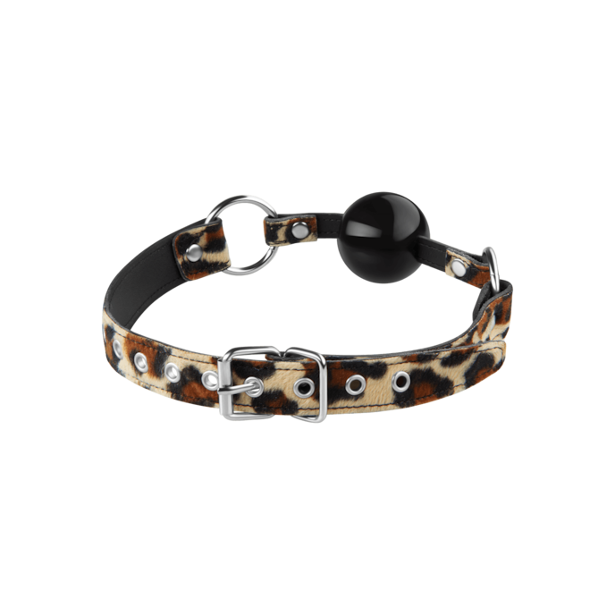 bâillon-avec-bande-en-cuir-Léopard-Noir-3
