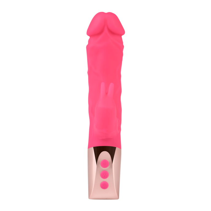 vibromasseur-rabbit-réaliste-en-silicone-22-cm-Or-Rose néon-4