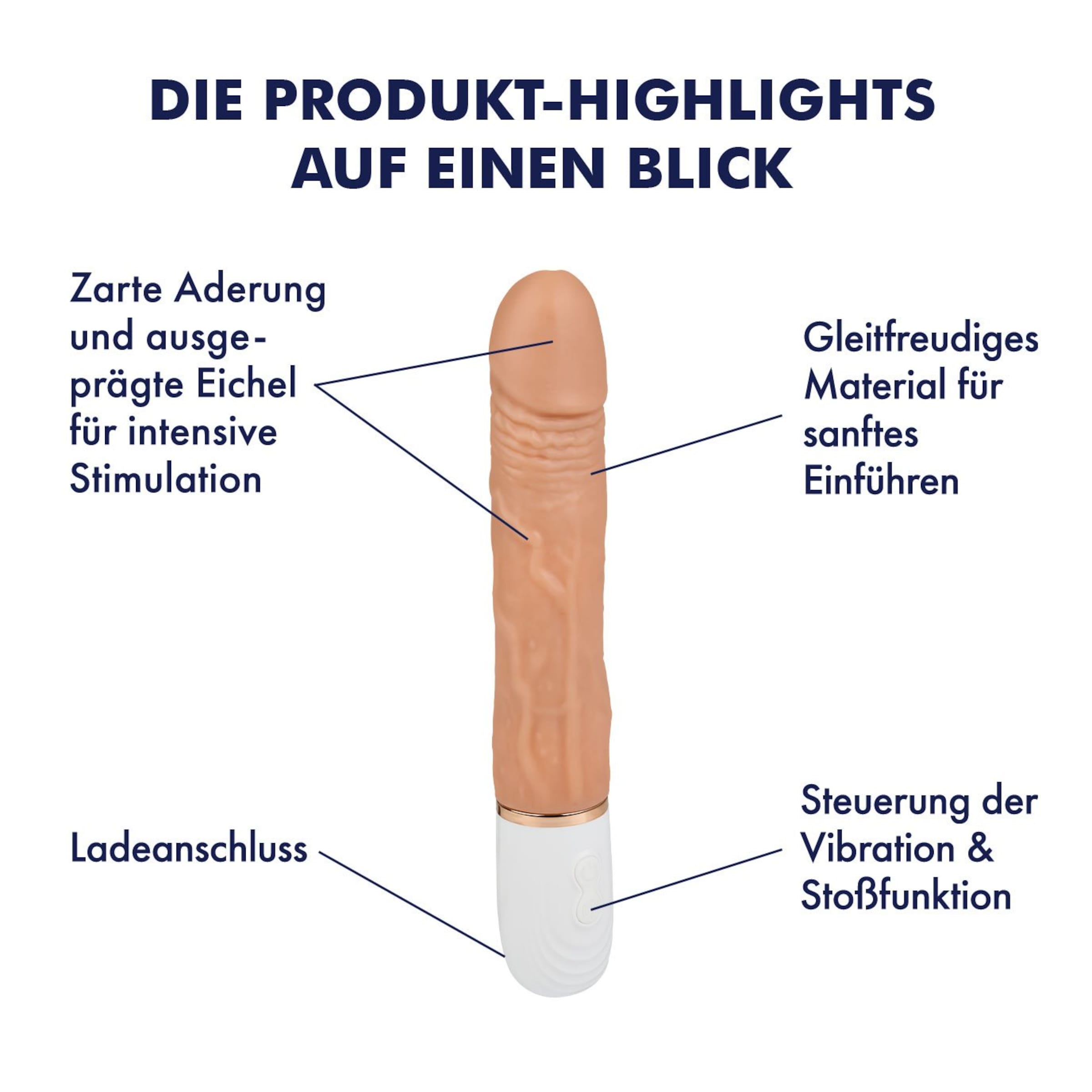 Realistischer Vibrator mit Stofunktion, 25,5 cm natur-hell  online kaufen