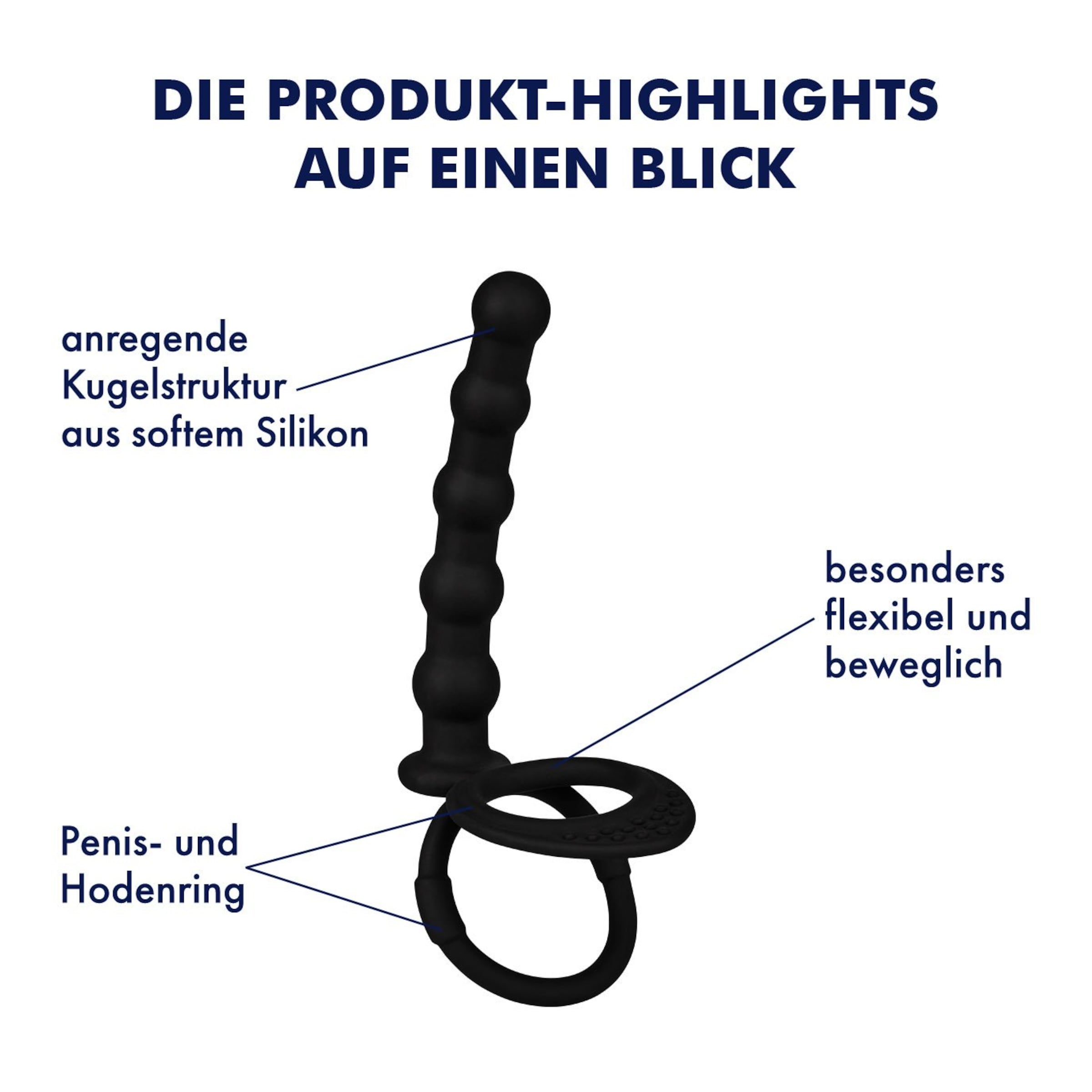Analkugeln Analkette mit Penis- und Hodering, 19 cm schwarz ❤️ online kaufen