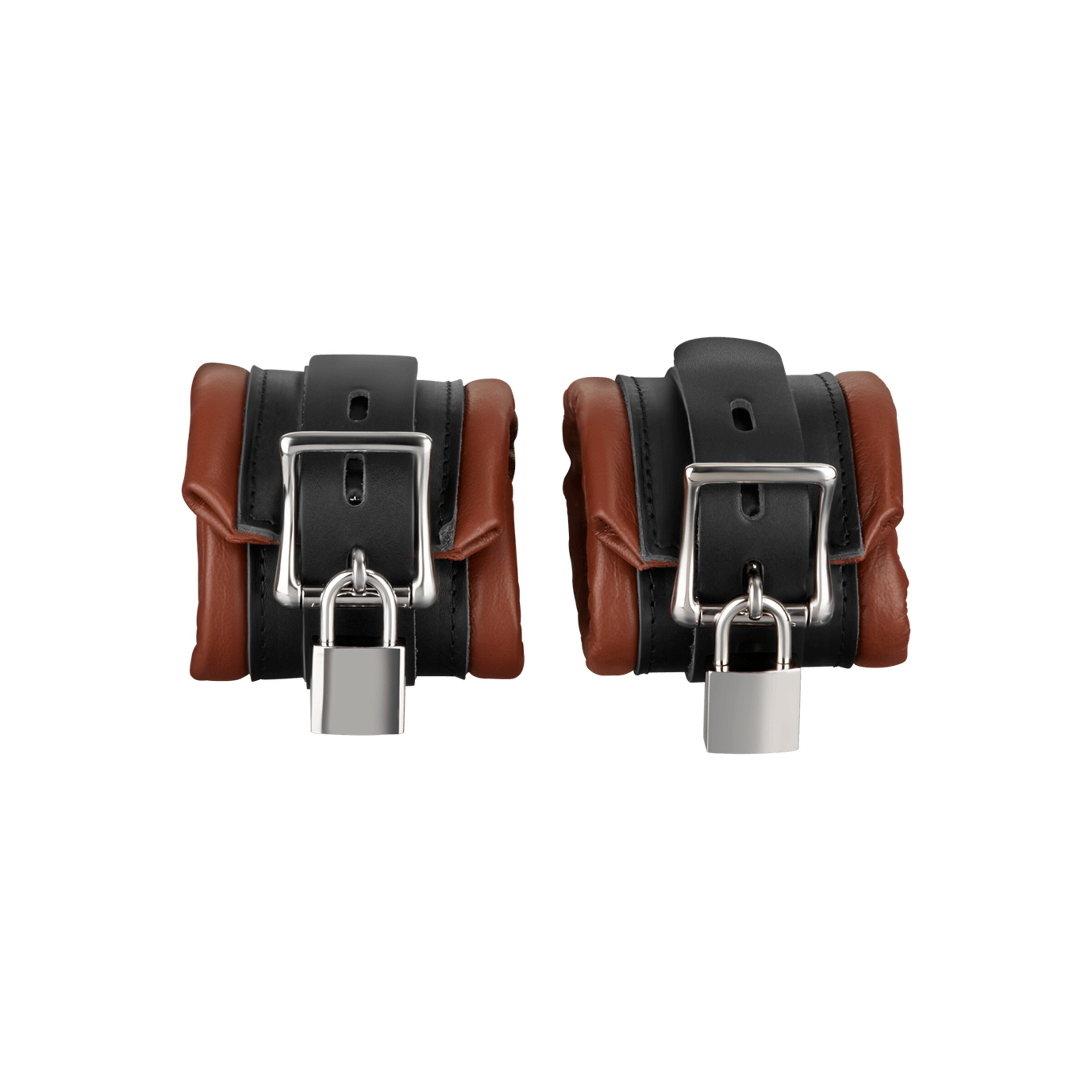 abschließbare-gepolsterte-handfesseln-Braun-Schwarz-4