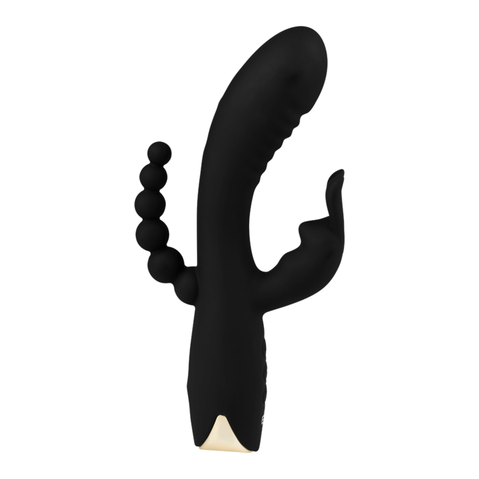 3-in-1-konijnenvibrator-van-siliconen-21-5-cm-Goud-Zwart-2