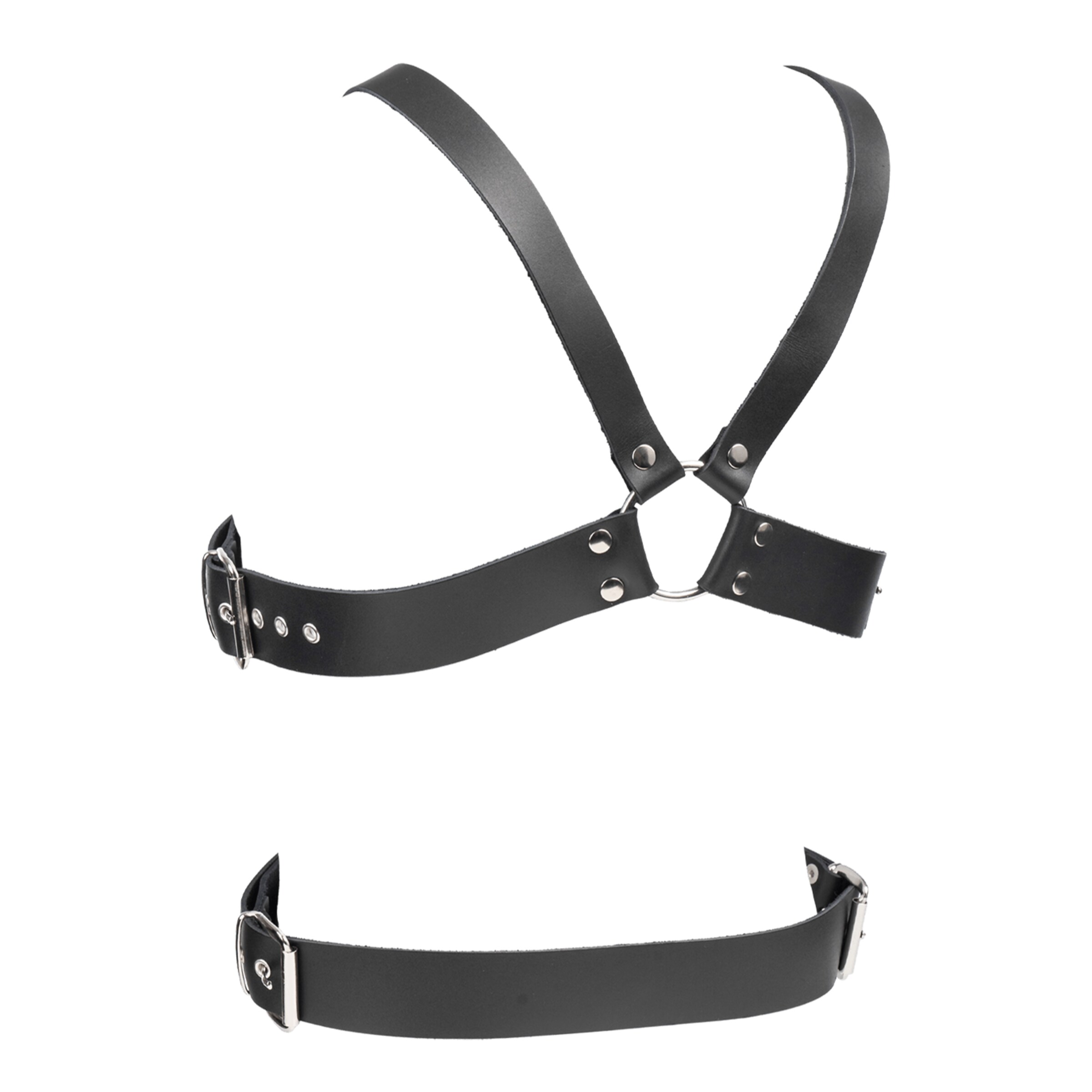 harnais-en-cuir-avec-boucles-Argent-Noir-2