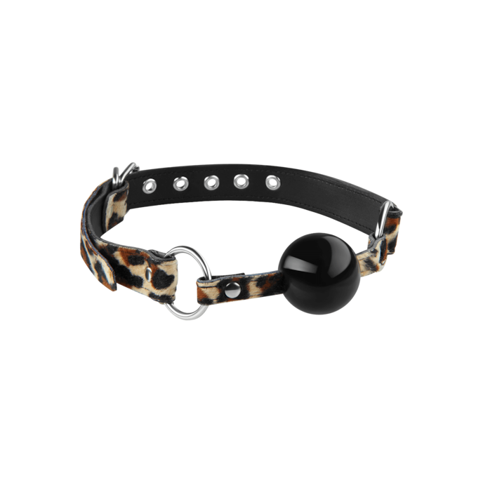 bâillon-avec-bande-en-cuir-Léopard-Noir-1