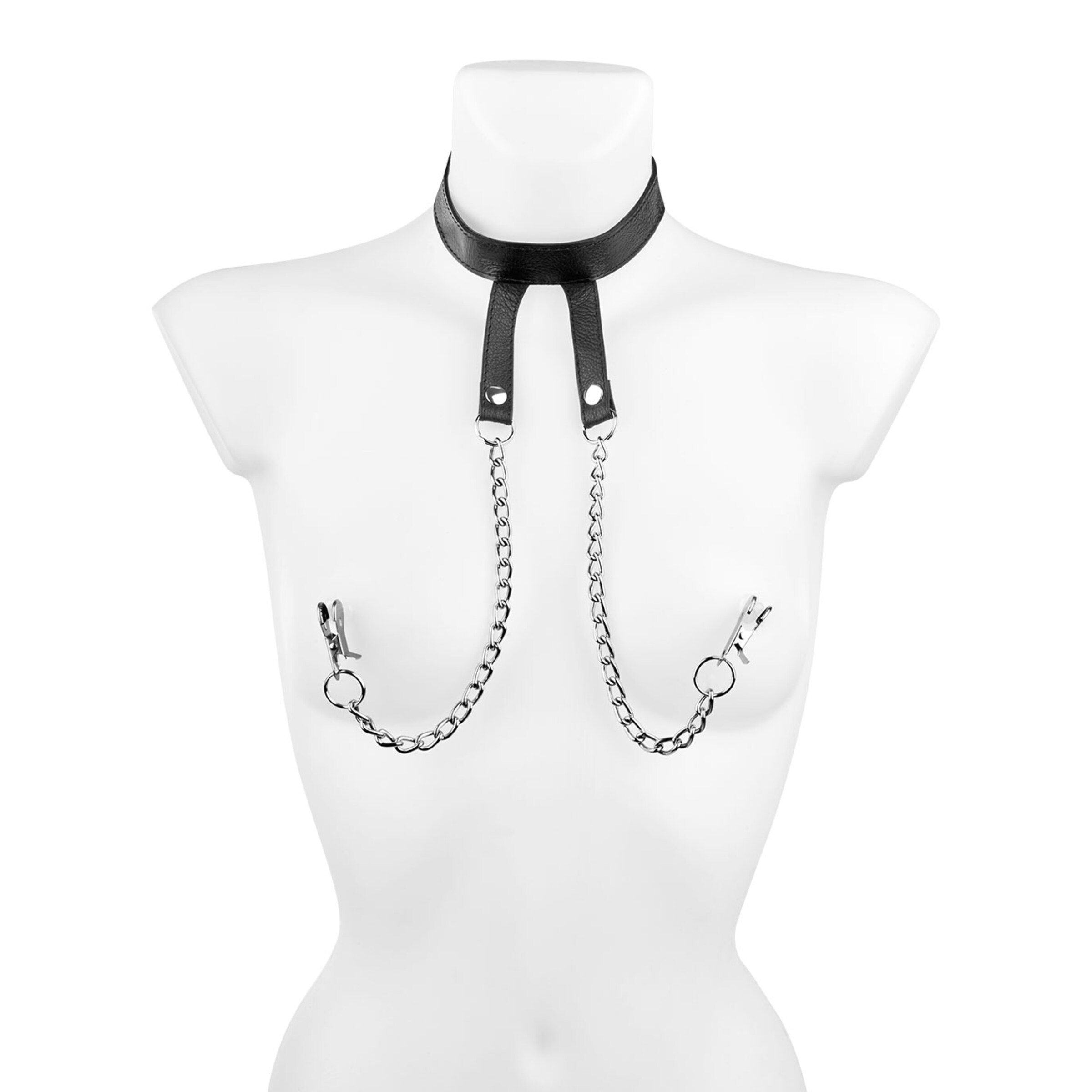 pinces-à-tétons-avec-collier-Argent-Noir-2