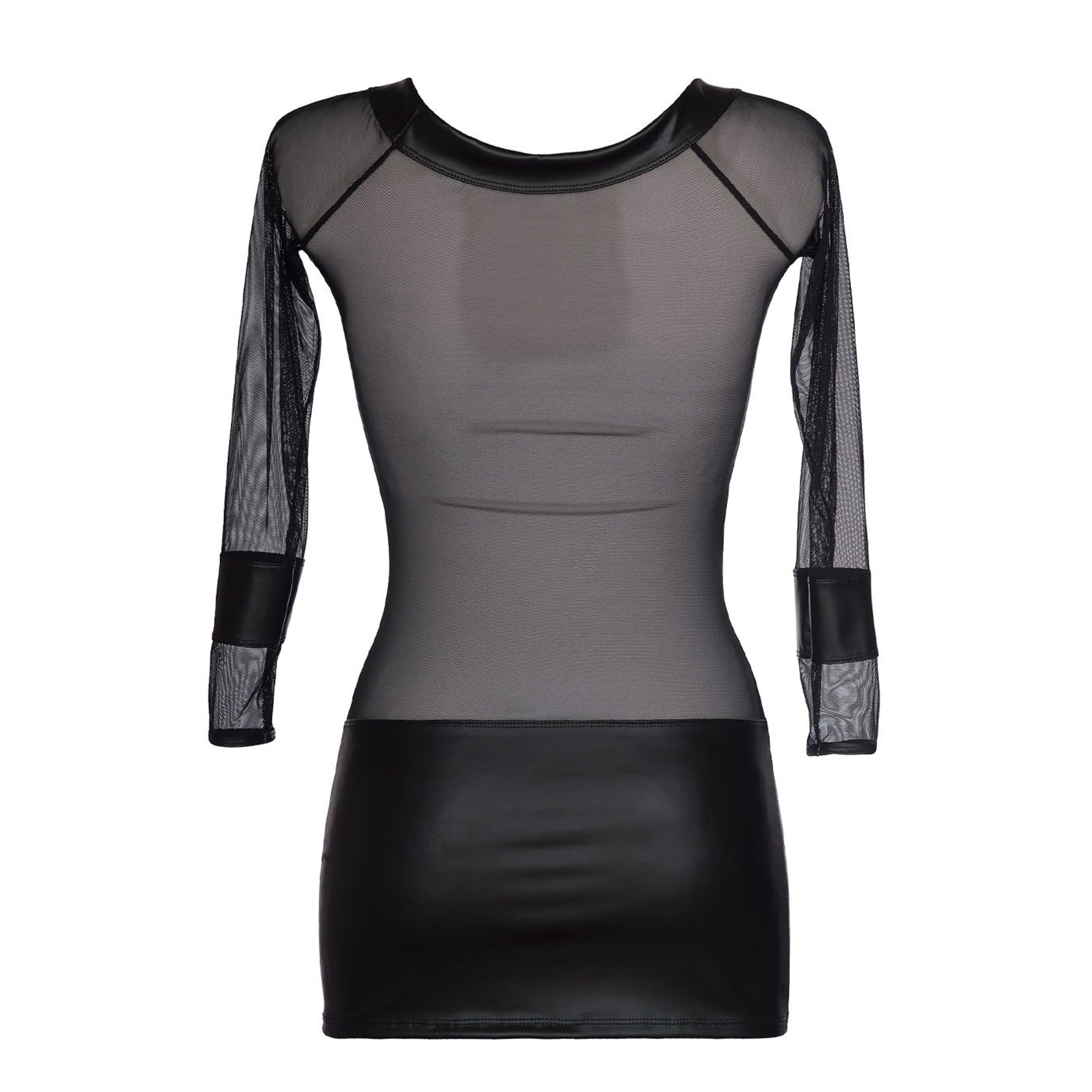 minikleid-aus-wetlook-und-tüll-Schwarz-4