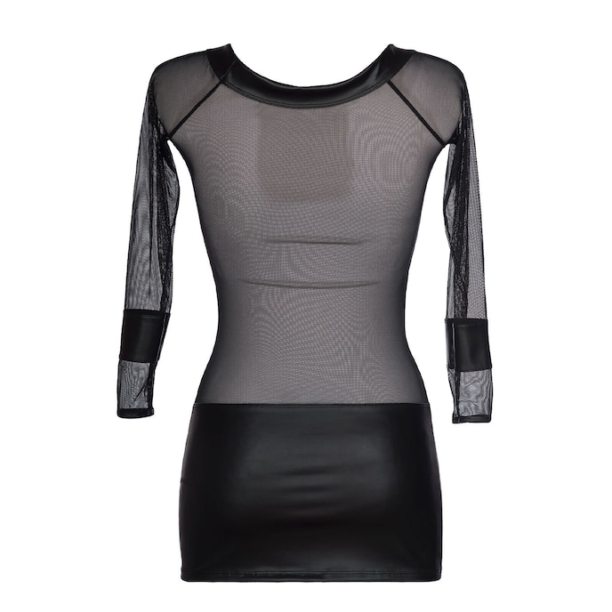 minikleid-aus-wetlook-und-tüll-Schwarz-4