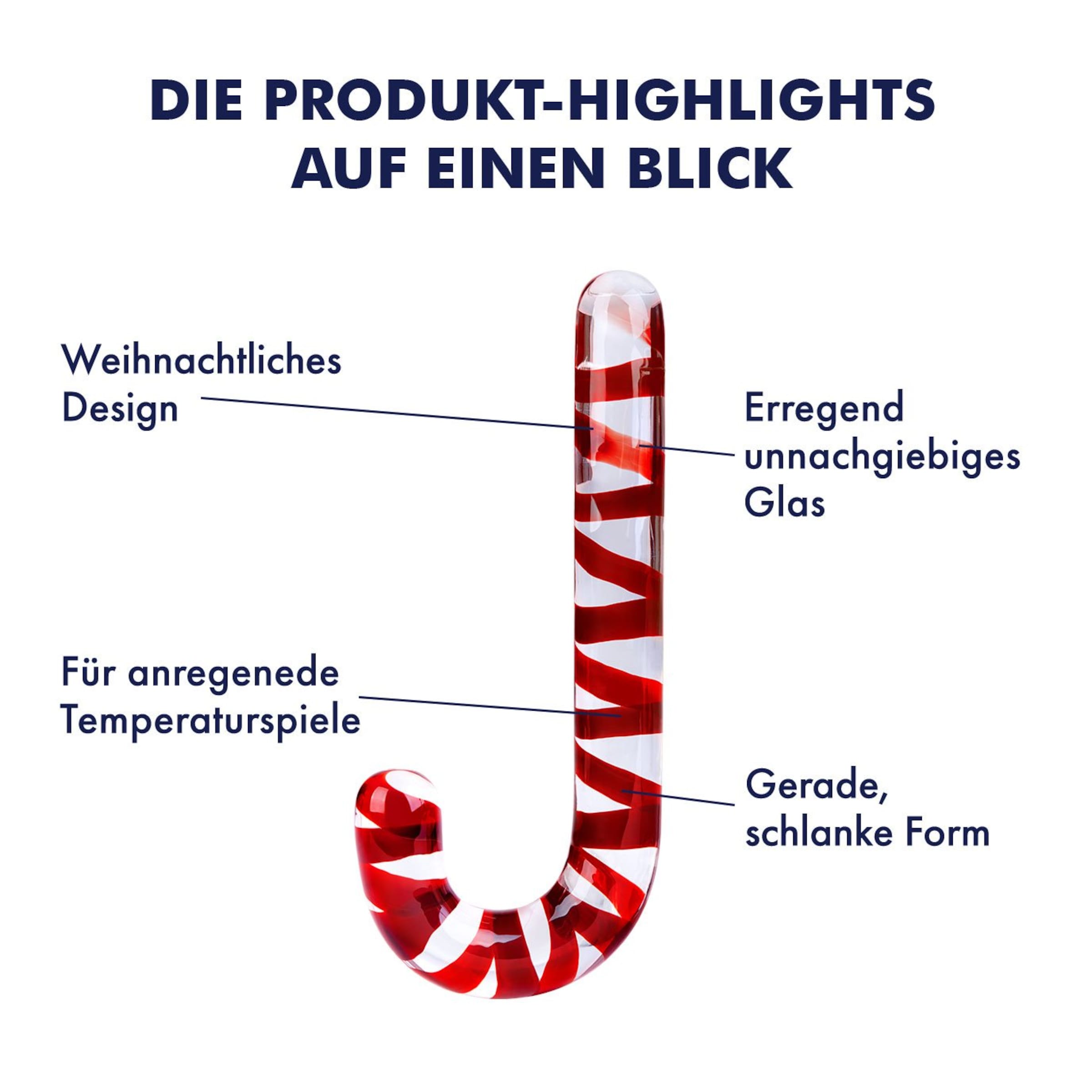 Dildo in Zuckerstangen-Optik, 20,5 cm rot ❤️ online kaufen
