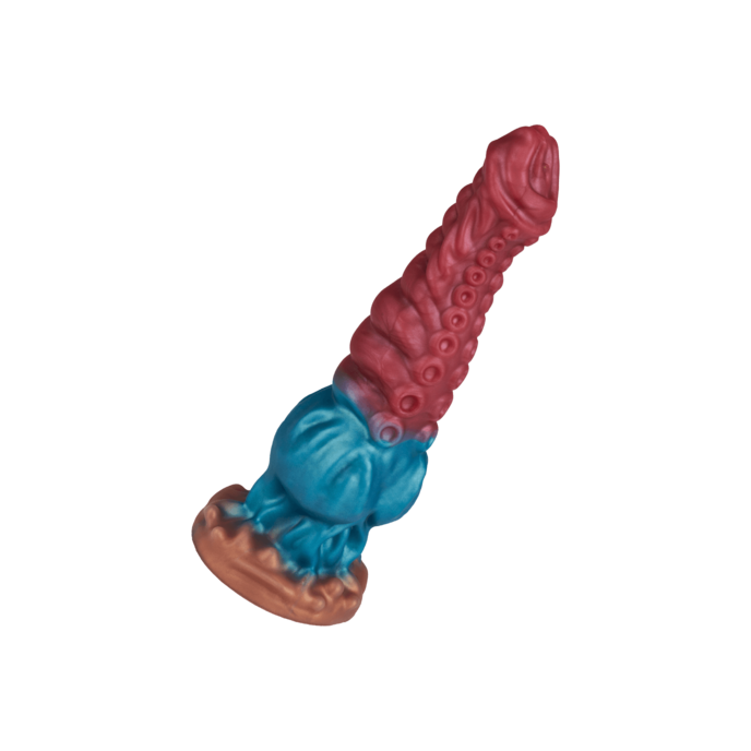 tentakel-dildo-met-opvallende-structuur-24-cm-Blauw-Goud-Rood-1