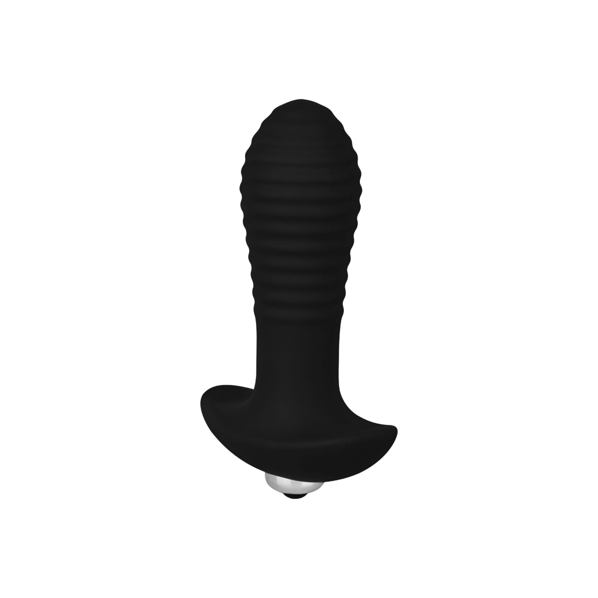 plug-anal-rainuré-en-silicone-10-2-cm-Argent-Noir-3