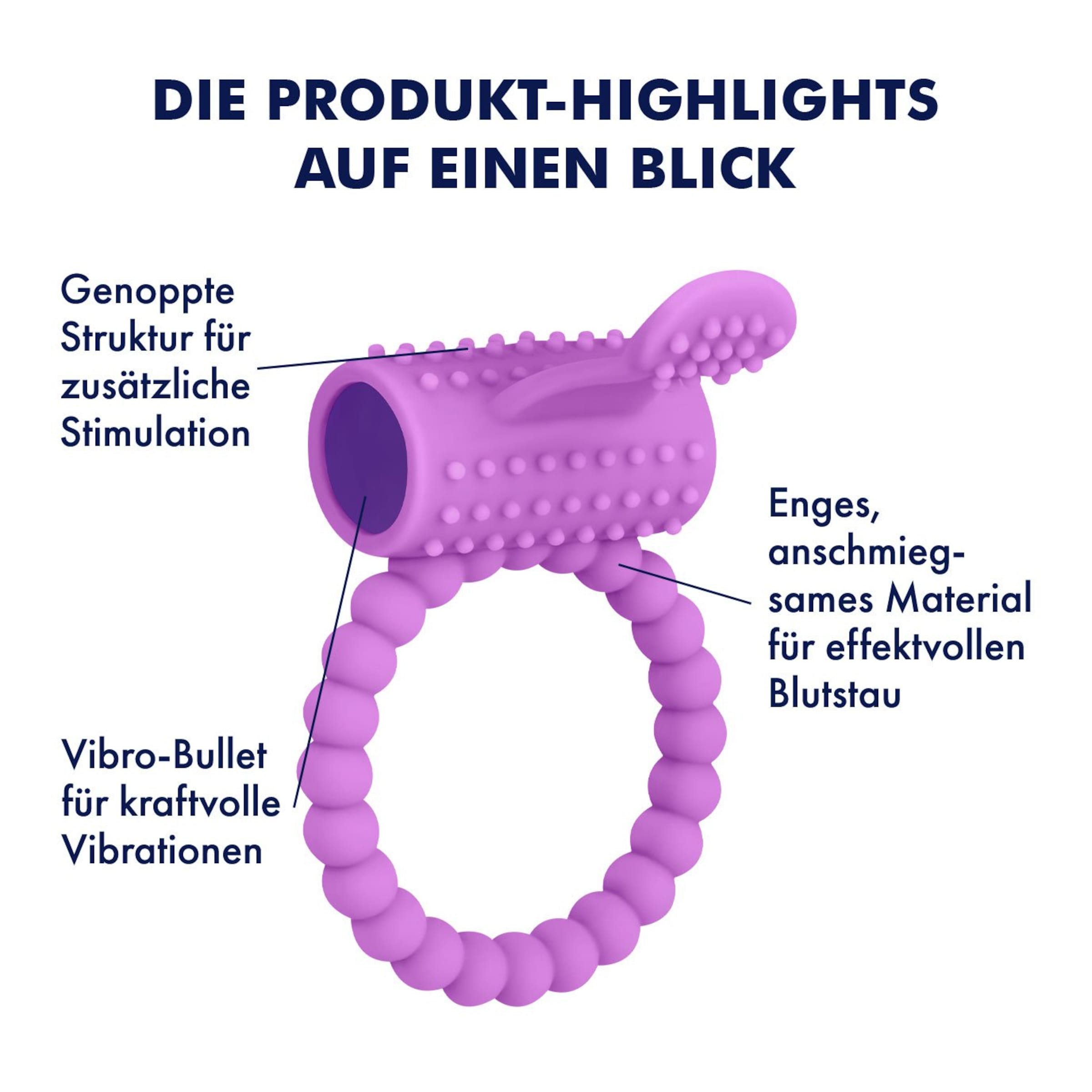 Genoppter Penisring, 3,2 - 5,2 cm Lila  online kaufen