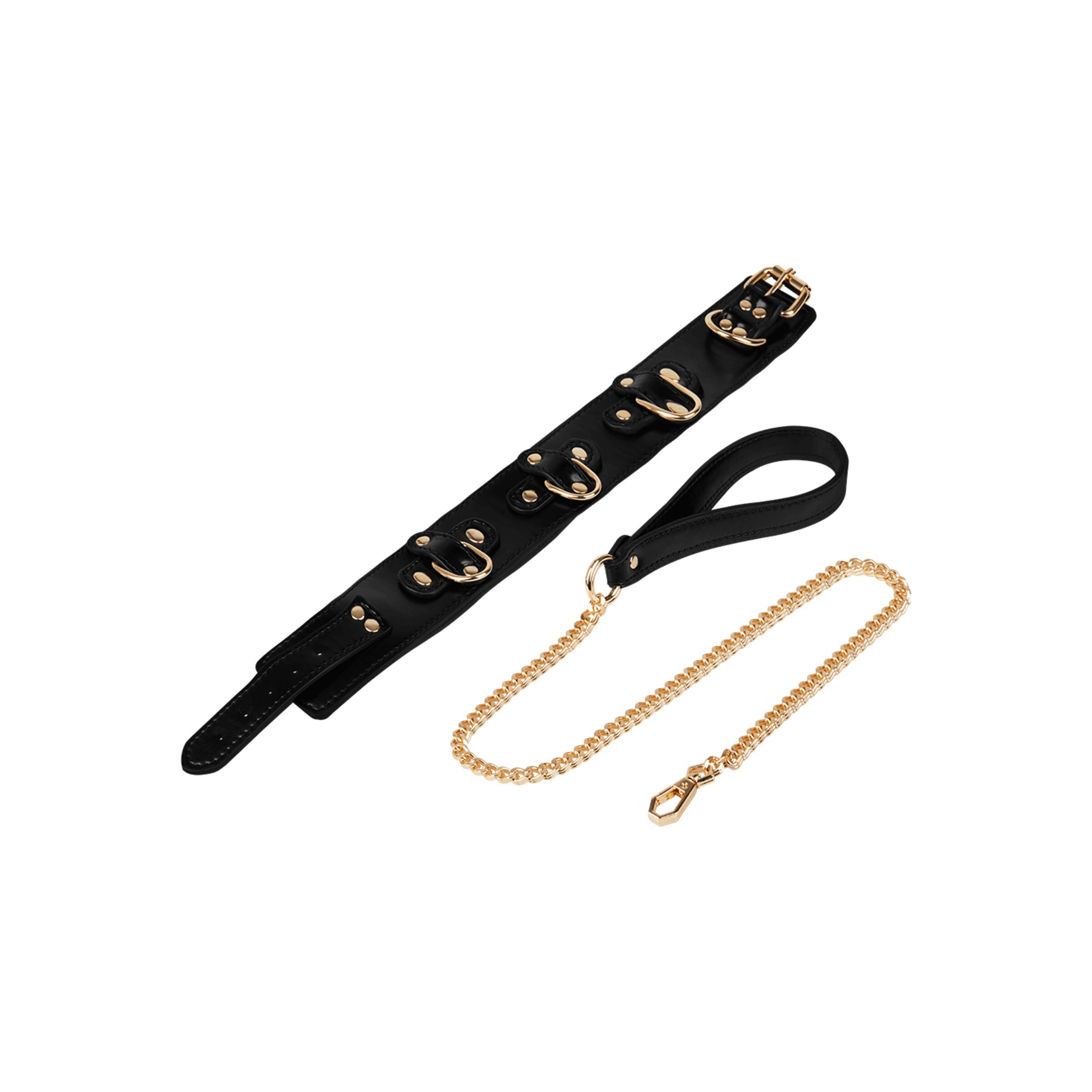 verruchte-halsband-inclusief-riem-Goud-Zwart-4