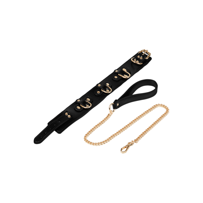 verruchte-halsband-inclusief-riem-Goud-Zwart-4