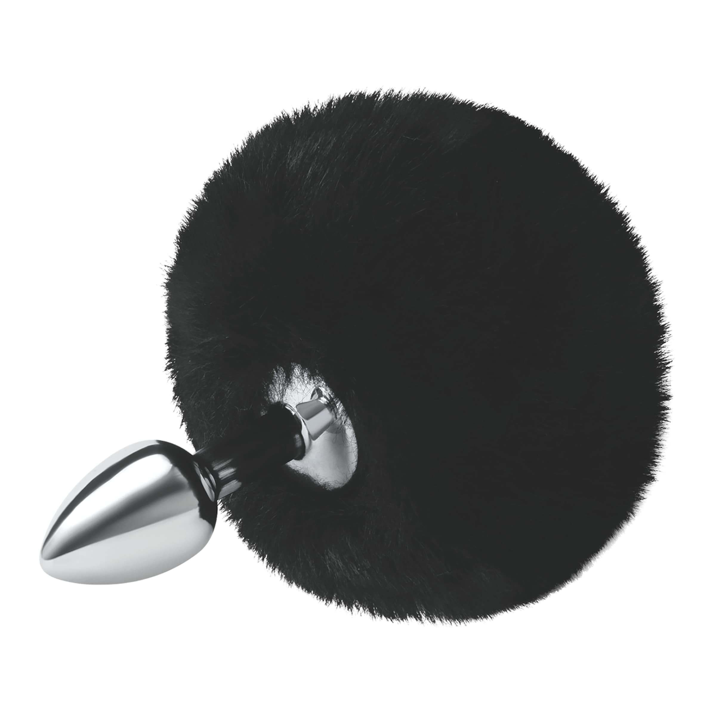 fluffy-bunny-tail---metal-butt-plug-12-cm-Schwarz-Silber-2