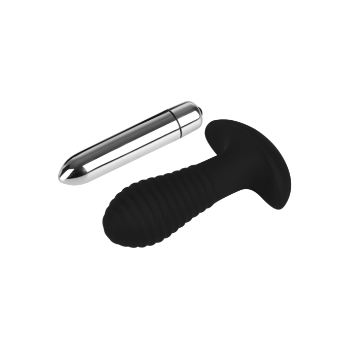 plug-anal-rainuré-en-silicone-10-2-cm-Argent-Noir-7