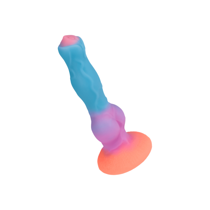 glinsterende-natuurlijke-vibrator-met-zuignapvoeten-22-cm-Blauw-Oranje-Paars-1
